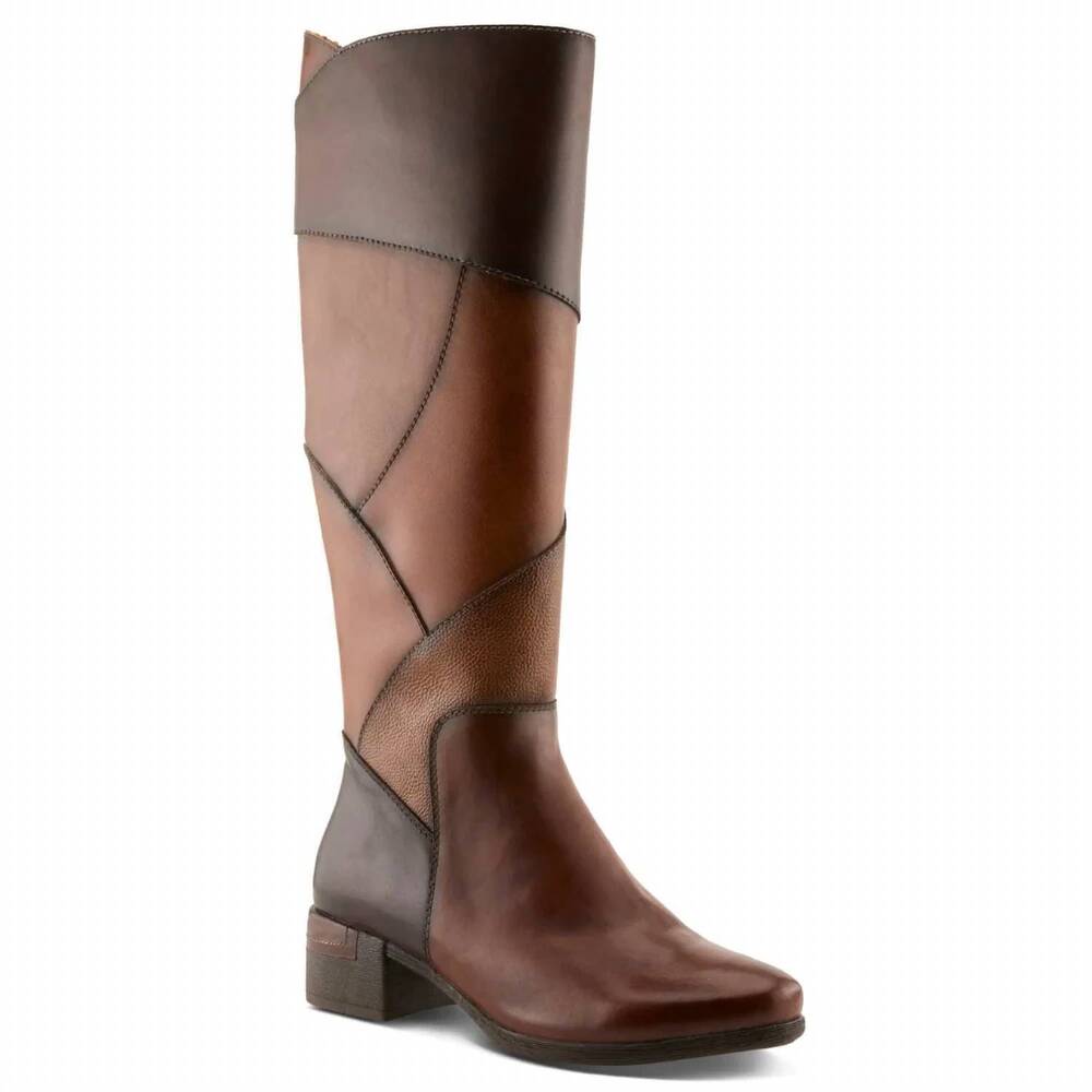 NEW SPRING STEP SHOES women's patchwork tall boot in brown multi